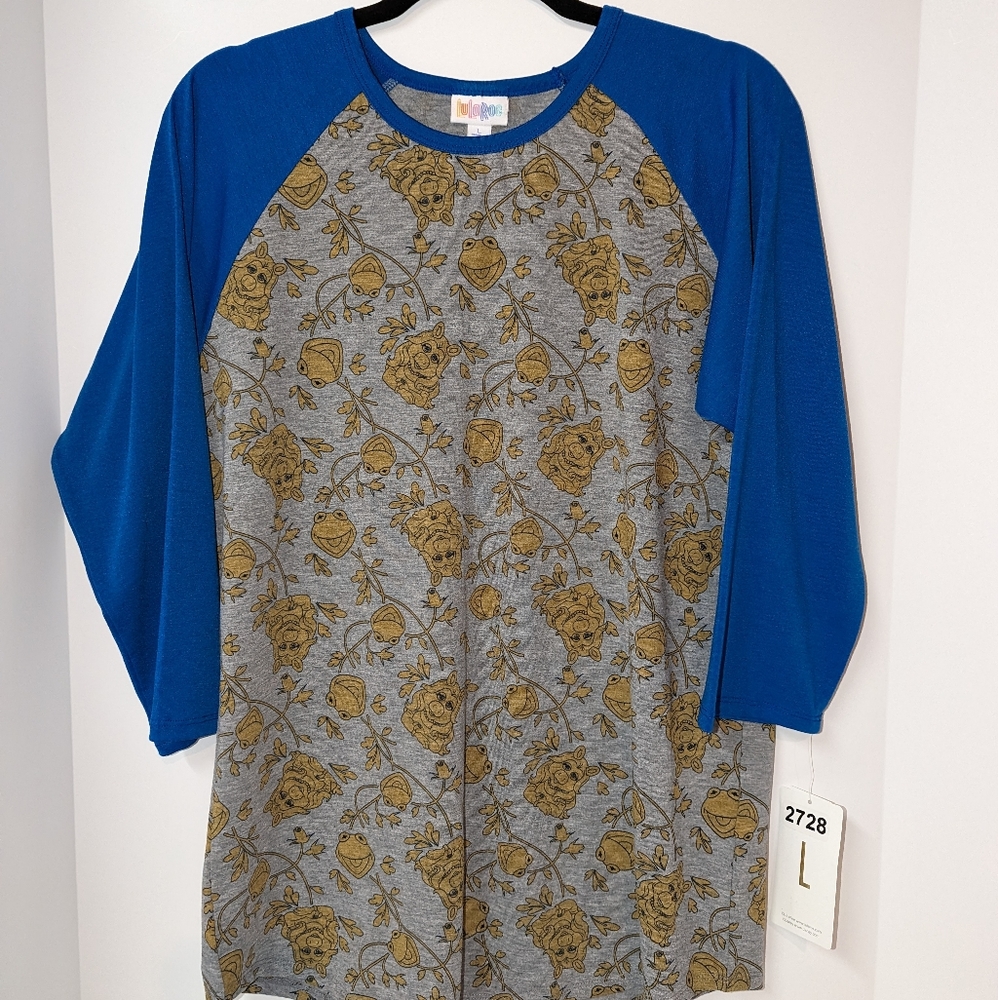 Disney LuLaRoe Randy, L, Kermit and Miss Piggy, Blue/Gray
